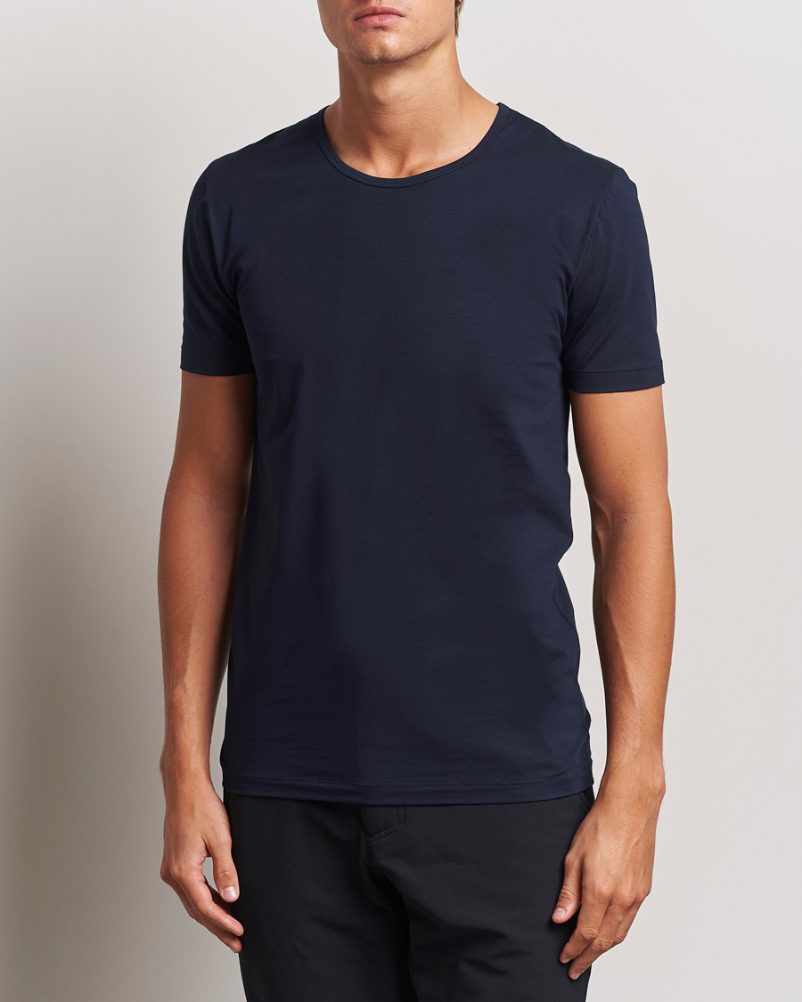 Uomini |  | Zimmerli of Switzerland | Pure Comfort Crew Neck T-shirt Navy