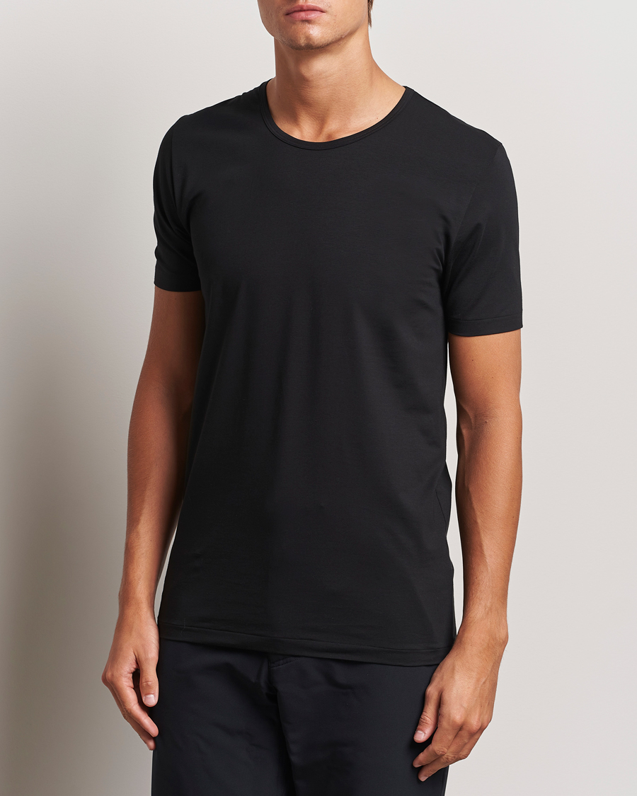 Uomini |  | Zimmerli of Switzerland | Pure Comfort Crew Neck T-shirt Black