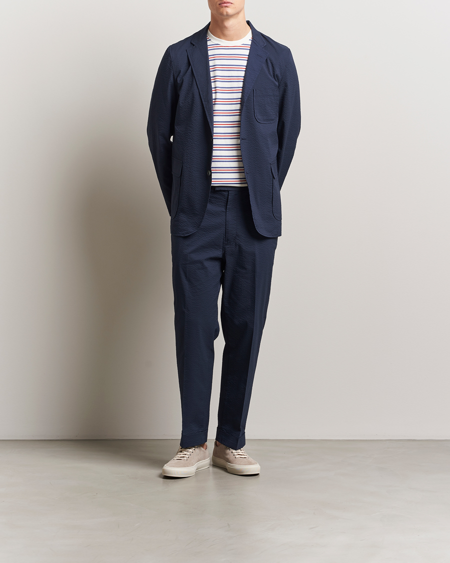 Uomini | Blazers | BEAMS PLUS | Seersucker Blazer Navy