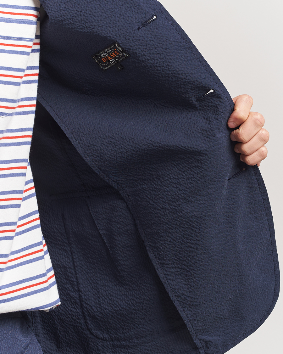 Uomini | Blazers | BEAMS PLUS | Seersucker Blazer Navy