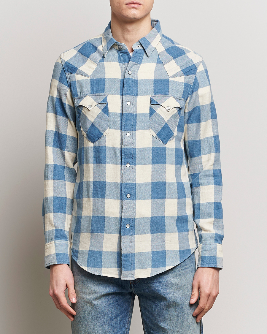 Uomini | Camicie di flanella | RRL | Buffalo Western Shirt Indigo/Cream Check