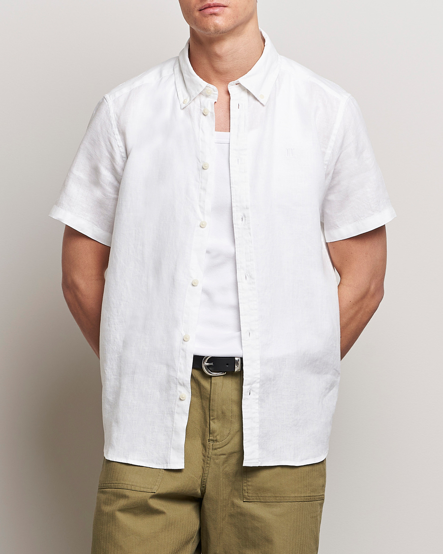 Uomini | Camicie a maniche corte | LES DEUX | Kris Short Sleeve Linen Shirt White