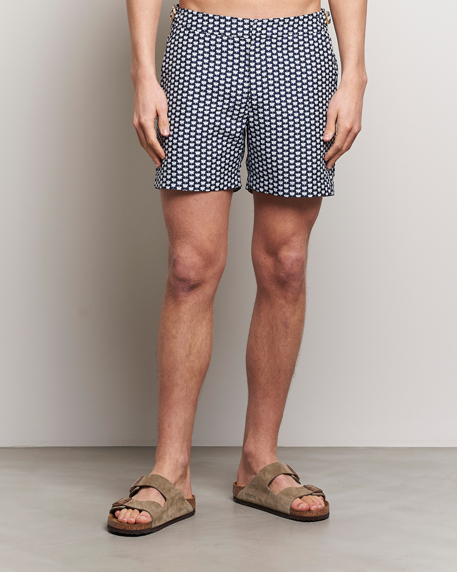 Uomini | Best of British | Orlebar Brown | Bulldog Jaquard Flutter Swim Shorts Night Iris