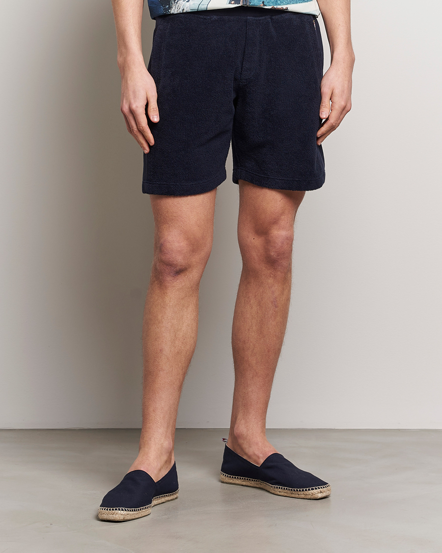 Uomini | Best of British | Orlebar Brown | Afador Mix Texture Towelling Shorts Night Iris