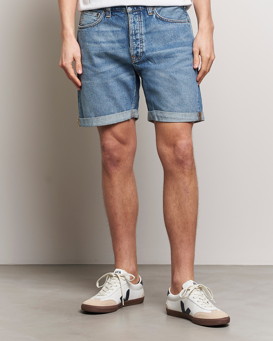 Uomini | Pantaloncini di jeans | Nudie Jeans | Josh Denim Shorts Blue Haze