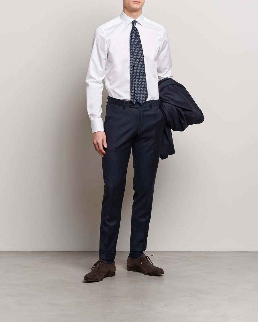 Uomini | Cura delle esclusive carl | Stenströms | Slimline Cotton Twill Cut Away Shirt White