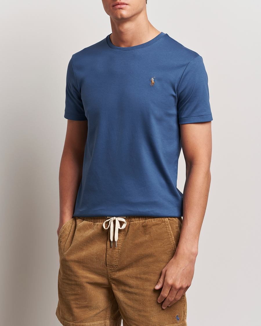 Uomini |  | Polo Ralph Lauren | Luxury Pima Cotton Crew Neck T-Shirt Clancy Blue