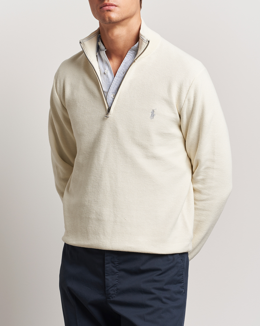 Uomini |  | Polo Ralph Lauren | Textured Half Zip Herbal Milk