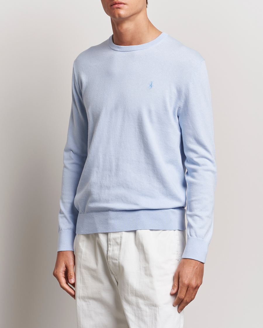 Uomini |  | Polo Ralph Lauren | Cotton/Cashmere Crew Neck Pullover Oxford Blue