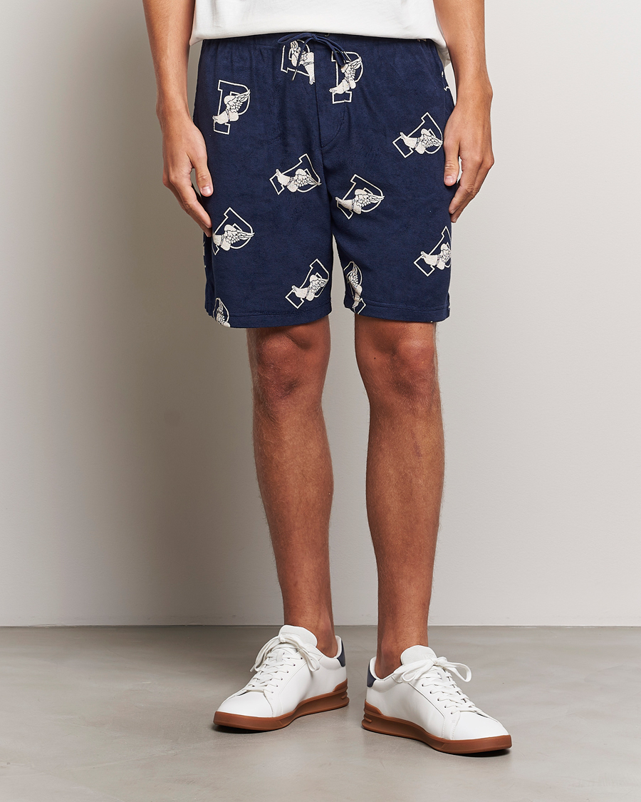 Uomini |  | Polo Ralph Lauren | Cotton Terry P Wing Drawstring Shorts Cruise Navy