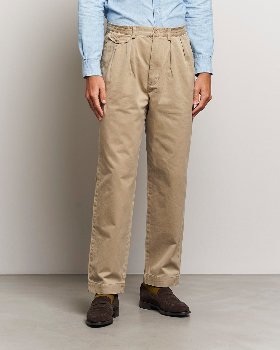 Uomini | Chinos | Polo Ralph Lauren | Rustic Twill Pleated Worker Trousers RL Khaki