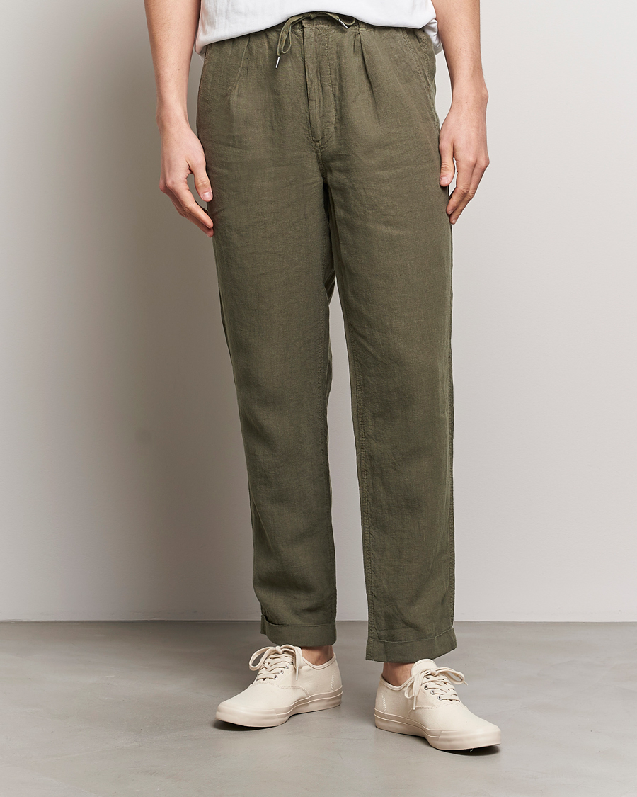 Uomini | Pantaloni di lino | Polo Ralph Lauren | Prepster Linen Trousers Thermal Green