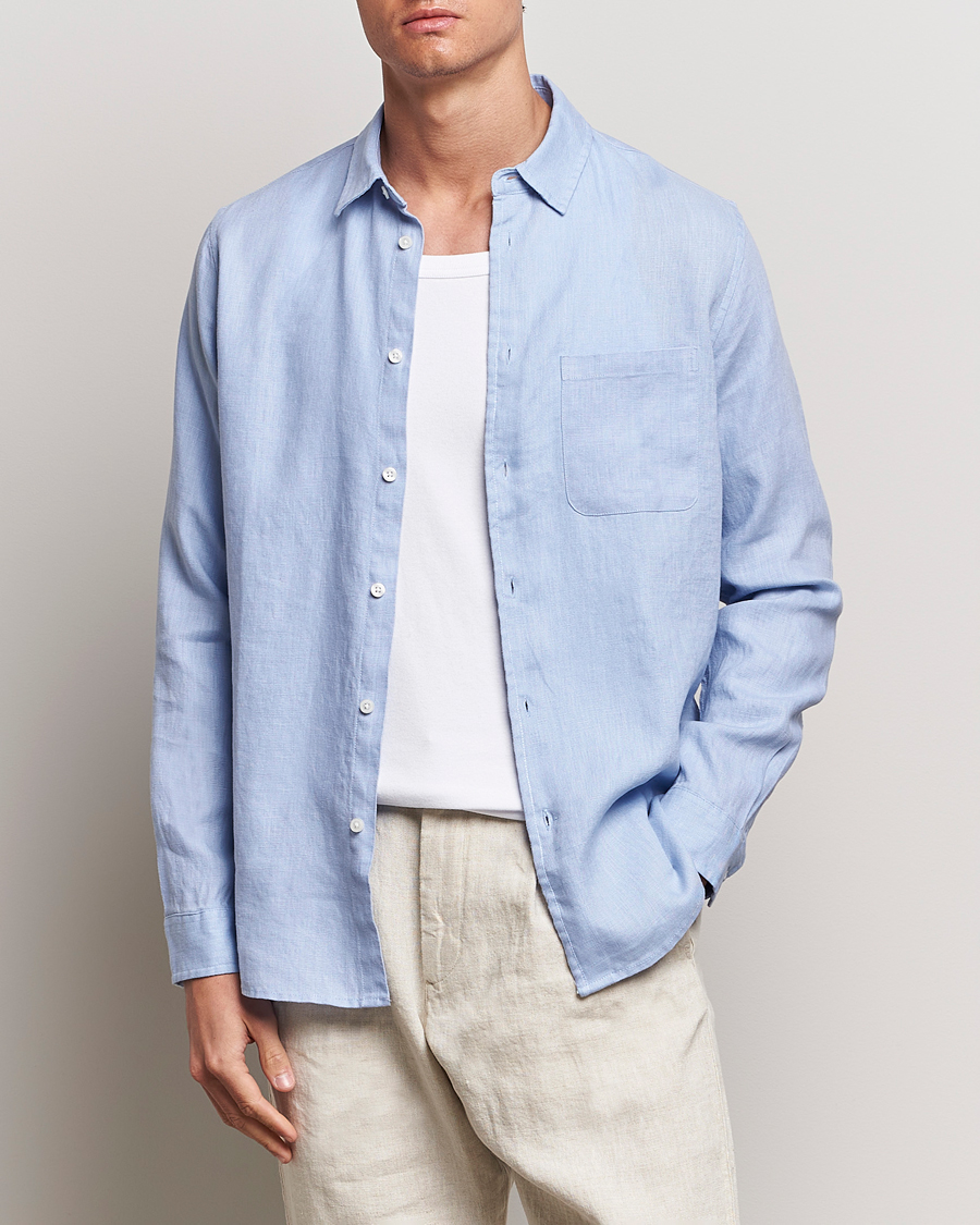 Uomini |  | Samsøe Samsøe | Liam Linen Shirt Brunnera Blue