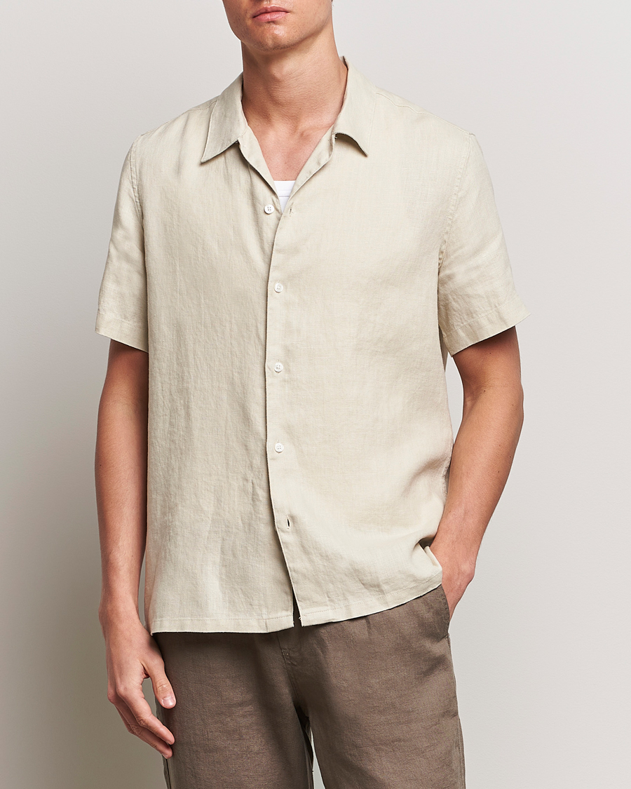 Uomini | Camicie a maniche corte | Samsøe Samsøe | Saavan Linen Short Sleeve Shirt Castle Wall