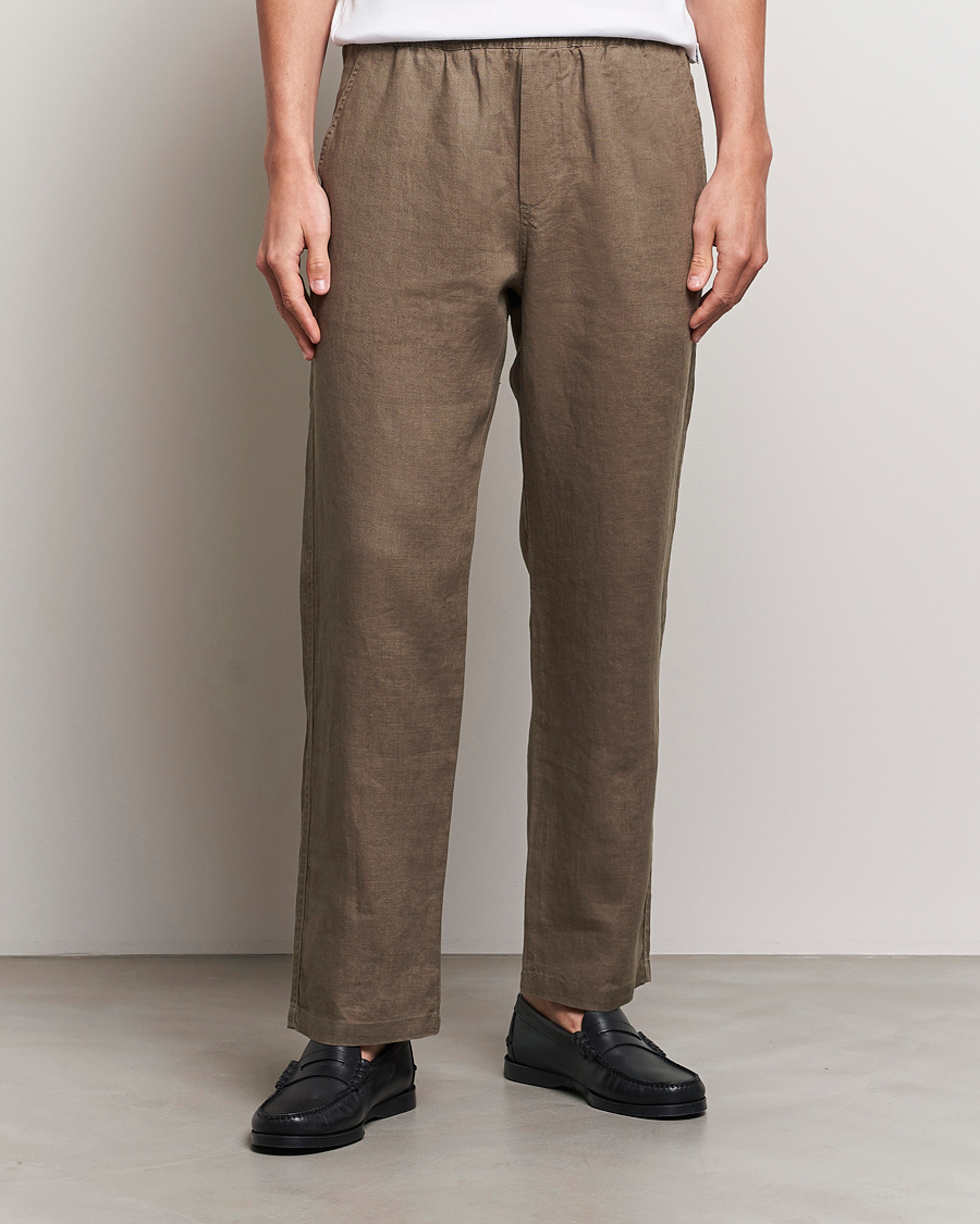 Uomini | Pantaloni di lino | Samsøe Samsøe | Sajabari Linen Drawstring Trousers Bungee Cord