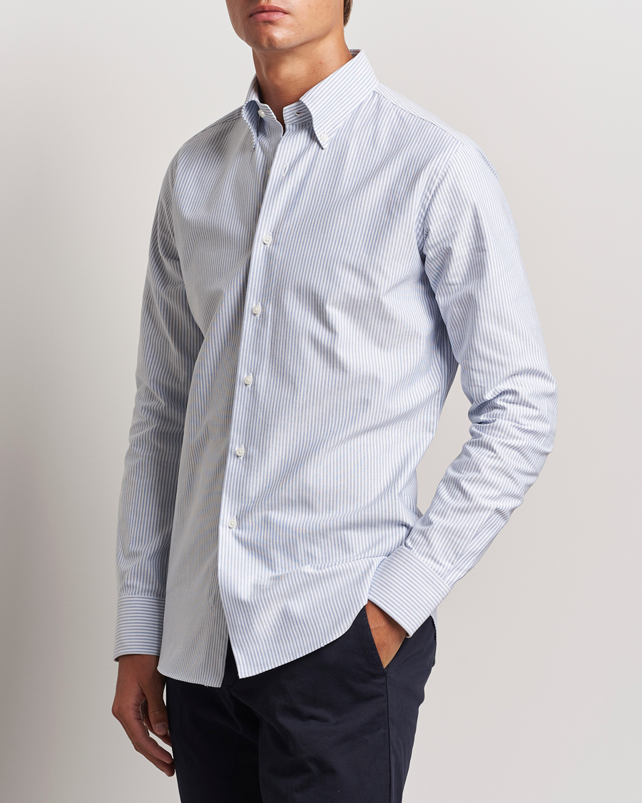 Uomini | Grigio | Grigio | Oxford Button Down Shirt Light Blue Stripe