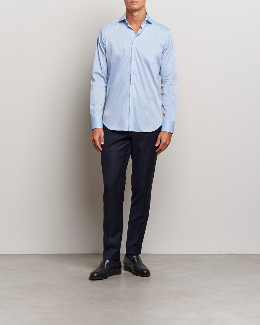 Uomini | Grigio | Grigio | Stretch Popeline Dress Shirt Light Blue