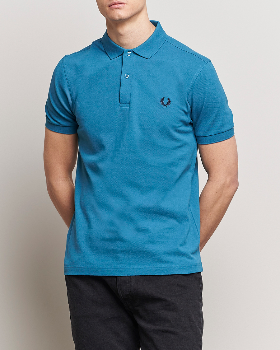 Uomini | Best of British | Fred Perry | Plain Polo Shirt Ocean Blue