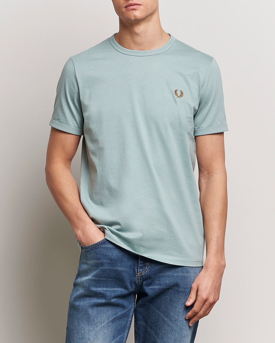 Uomini | Best of British | Fred Perry | Ringer T-Shirt Silver Blue