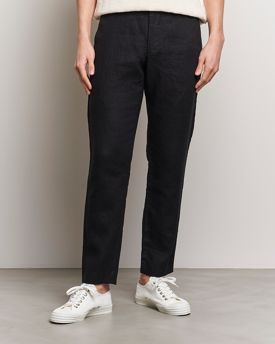 Uomini | Pantaloni di lino | NN07 | Theo Linen Trousers Black