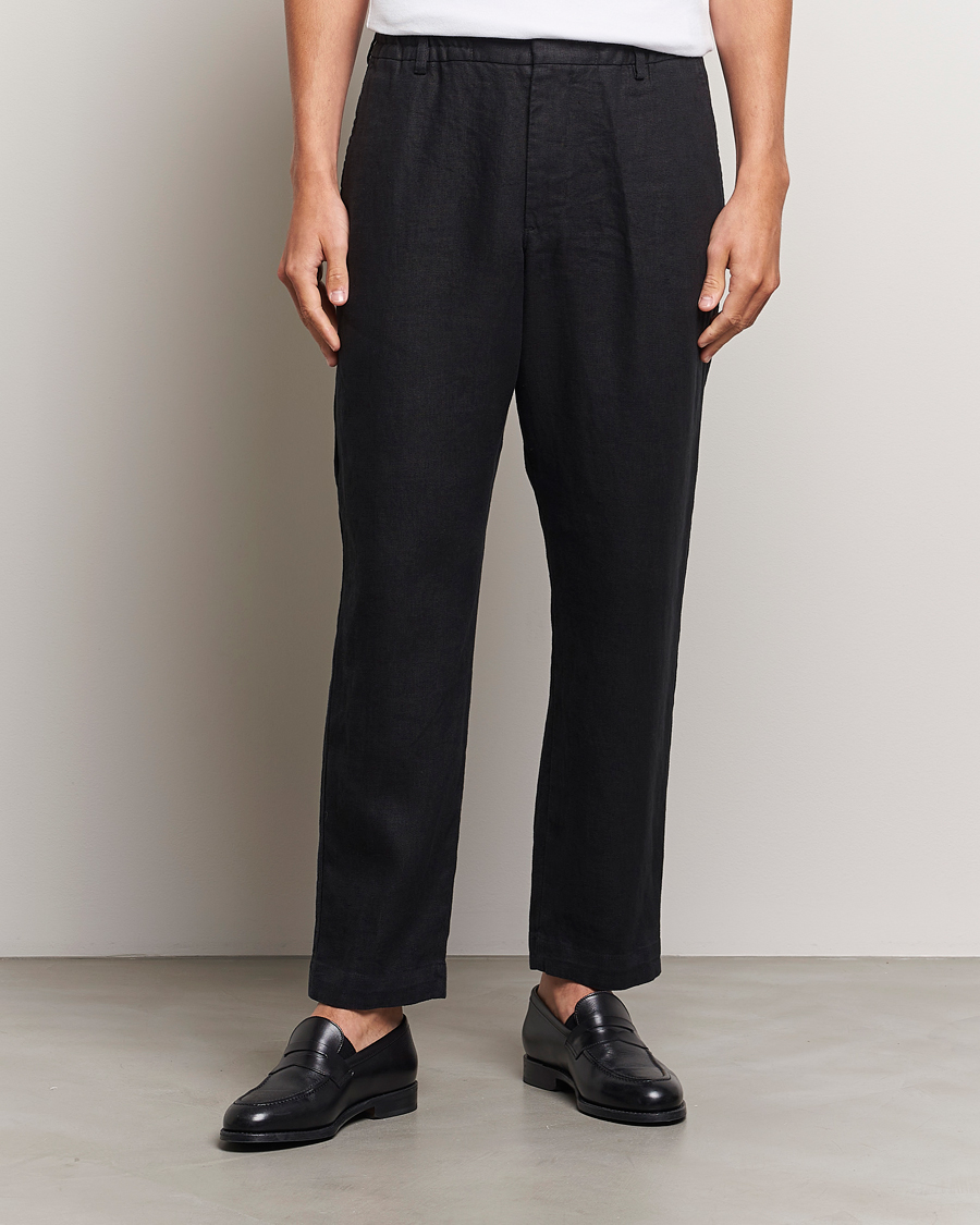 Uomini | Offerta stagionale | NN07 | Billie Linen Drawstring Trousers Black