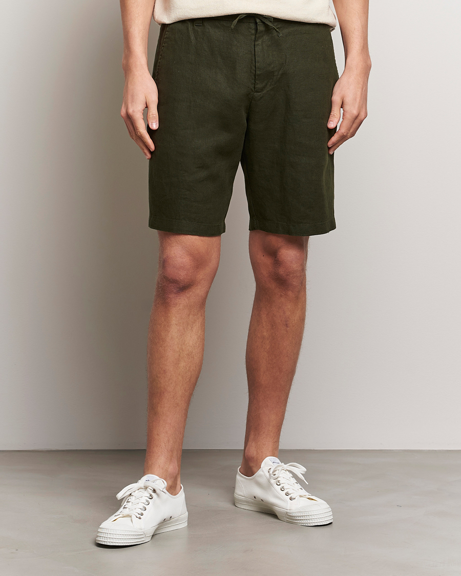 Uomini |  | NN07 | Seb Linen Drawstring Shorts Rosin Green