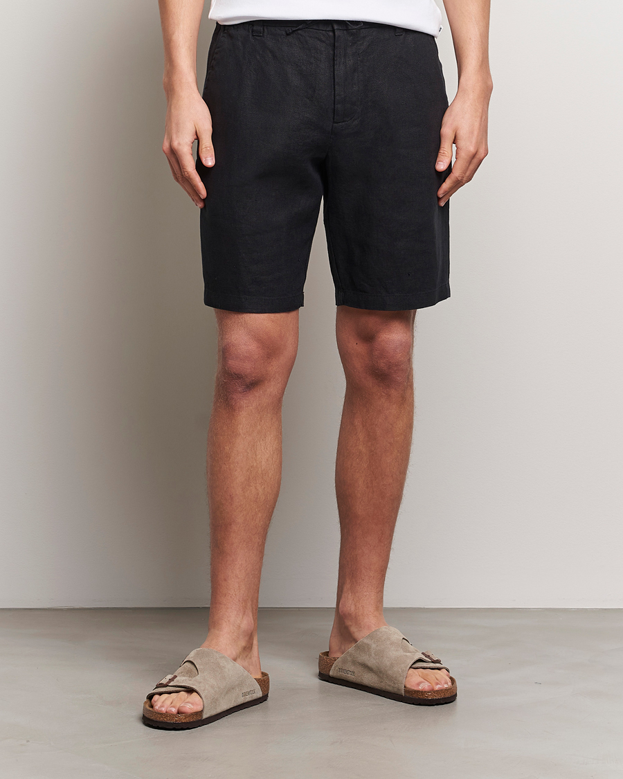 Uomini |  | NN07 | Seb Linen Drawstring Shorts Black