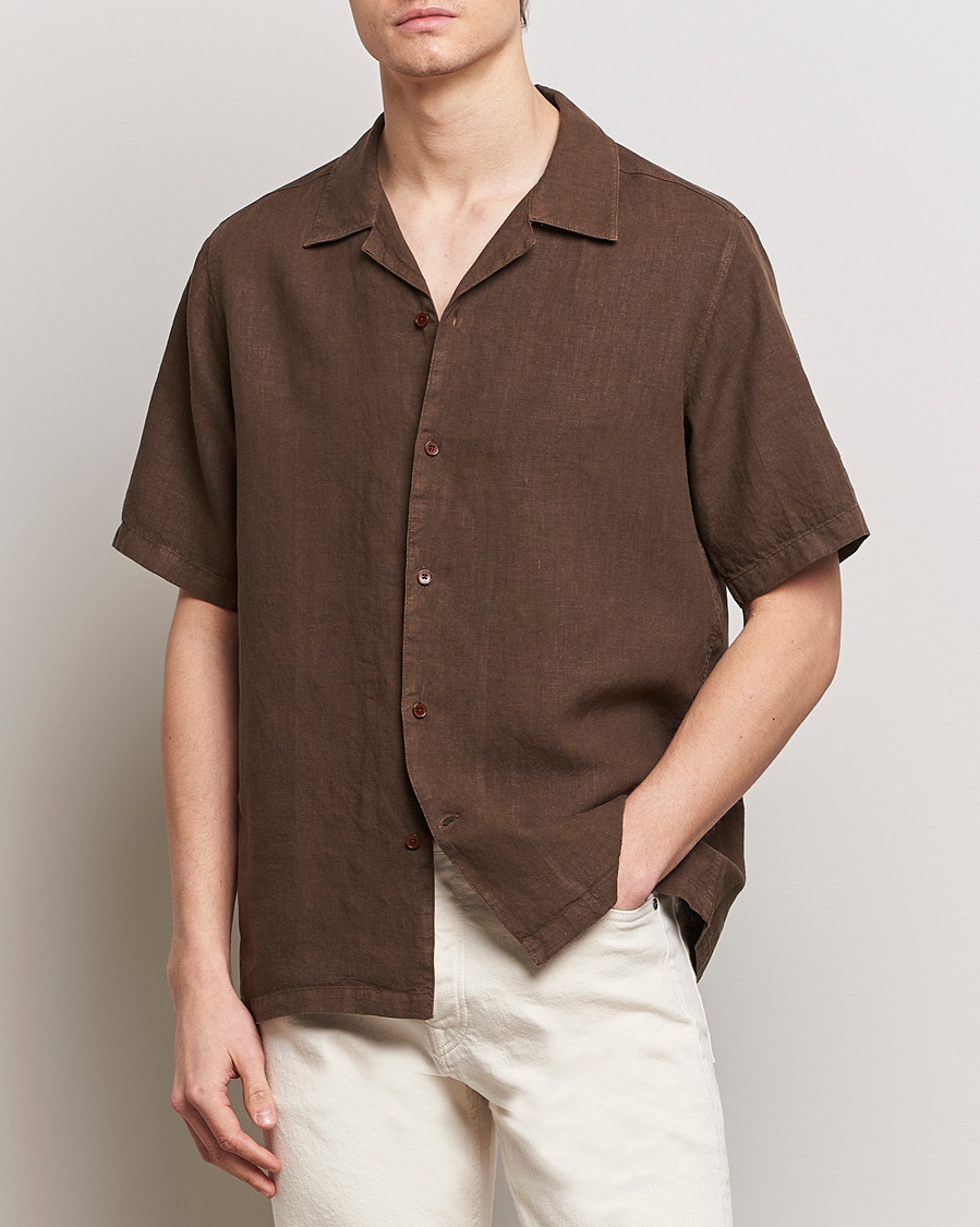 Uomini | Offerta stagionale | NN07 | Julio Linen Resort Shirt Cocoa Brown