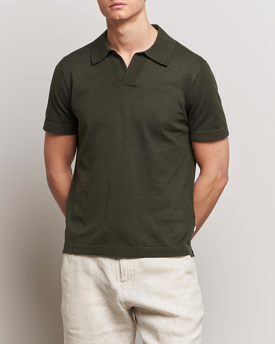 Uomini |  | NN07 | Ryan Cotton/Linen Polo Rosin Green