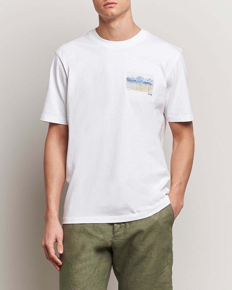 Uomini |  | NN07 | Adam Printed Crew Neck T-Shirt White