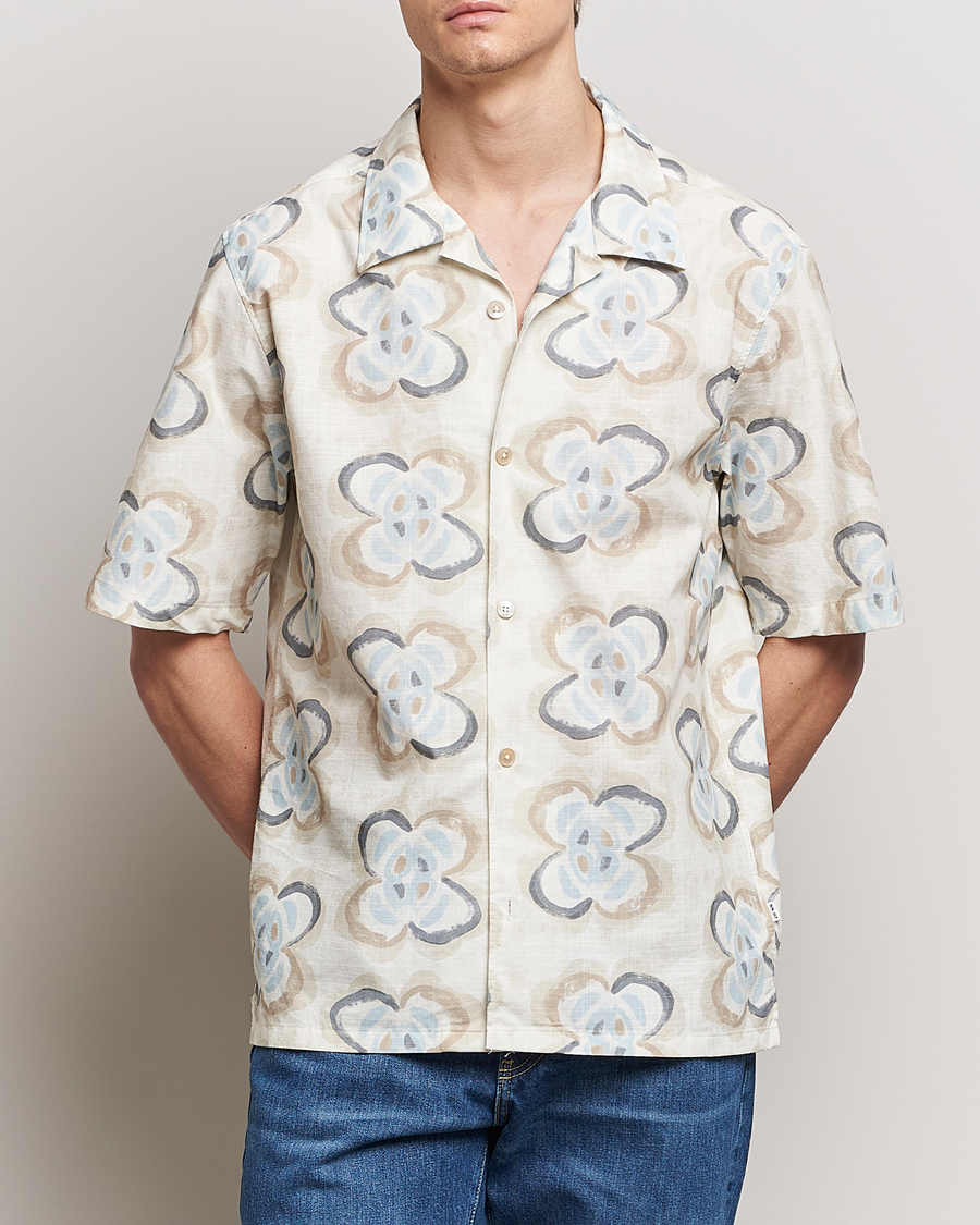 Uomini | Camicie a maniche corte | NN07 | Ole Printed Short Sleeve Shirt Ecru Multi