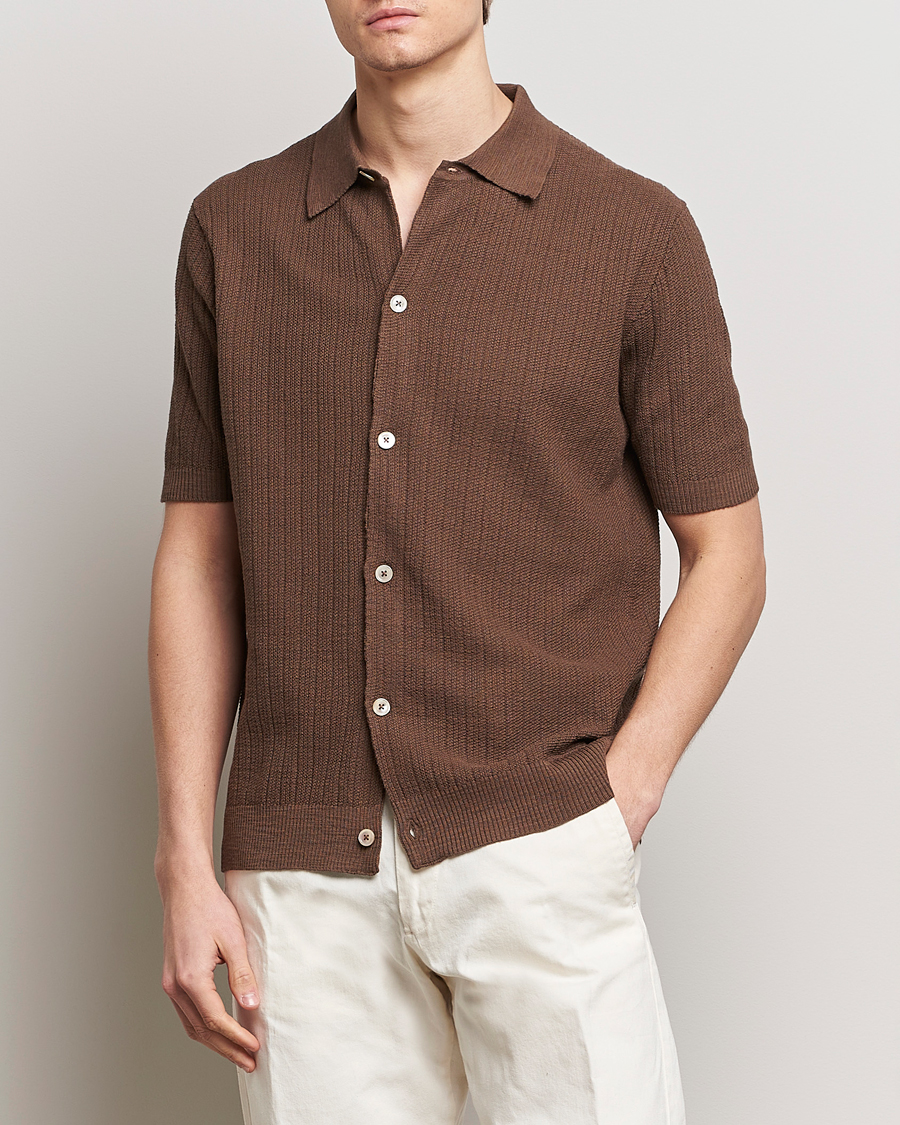 Uomini | Camicie | NN07 | Nolan Knitted Shirt Sleeve Shirt Cocoa Brown