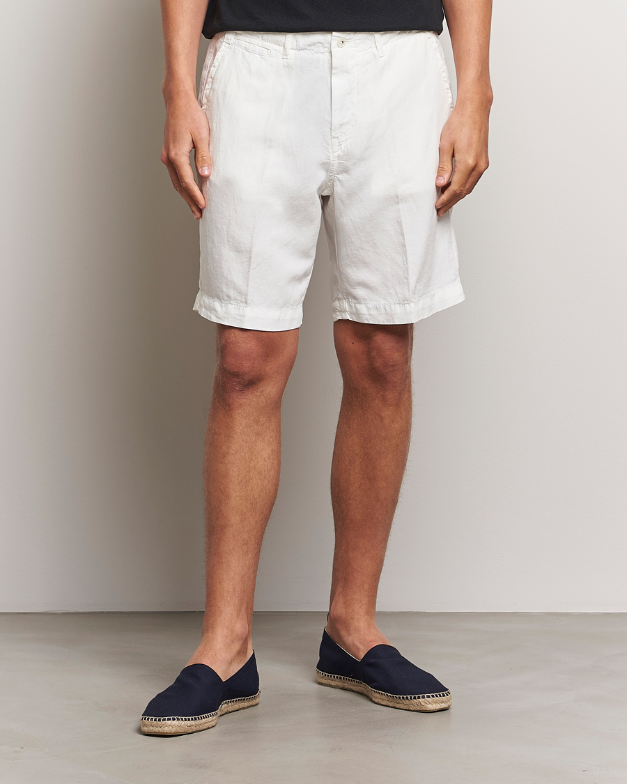 Uomini | Offerta stagionale | Oscar Jacobson | Poggio Washed Linen Shorts White