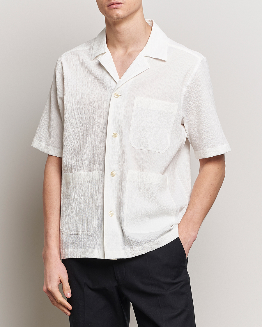 Uomini | Casual | Oscar Jacobson | Hanks Reg Seersucker Shirt White