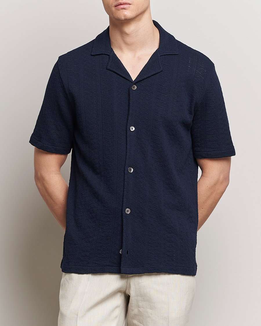 Uomini |  | Oscar Jacobson | Mattis Reg Knitted Shirt Navy