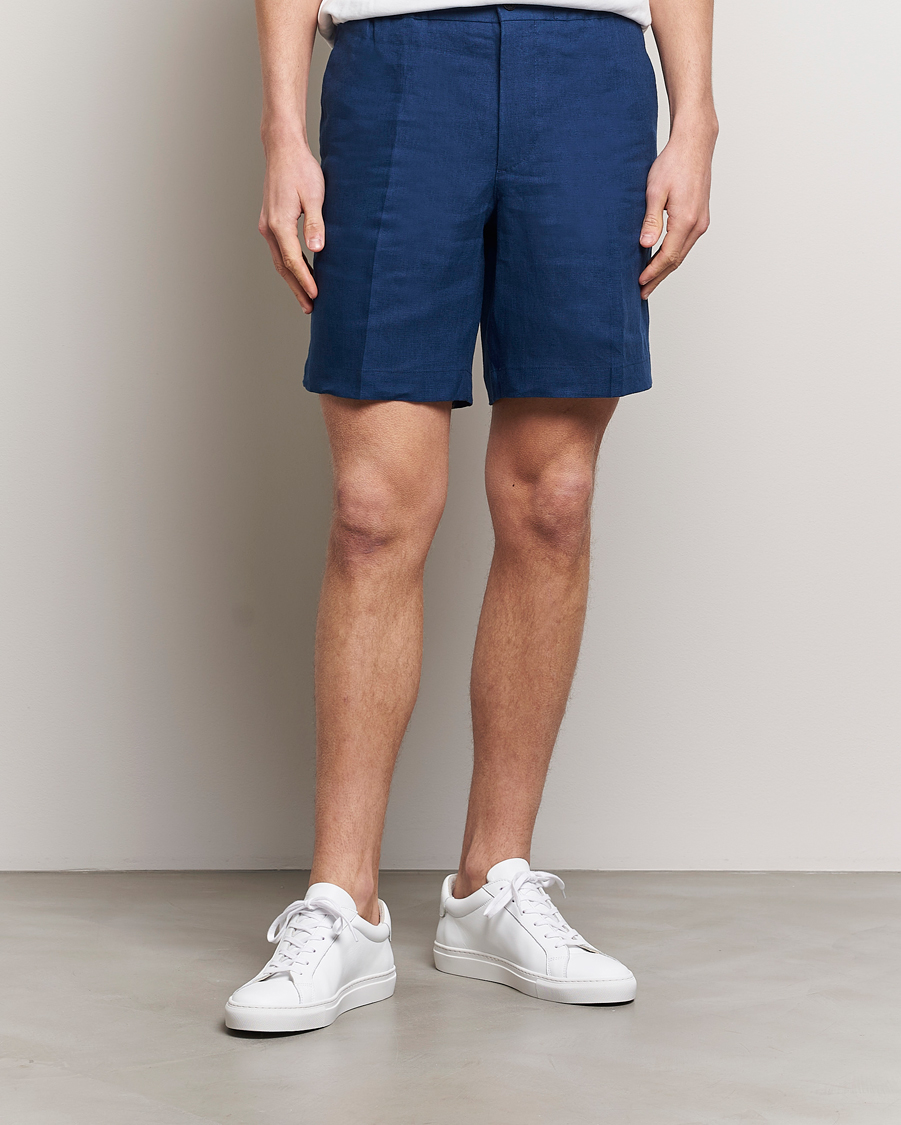 Uomini | J.Lindeberg | J.Lindeberg | Baron Linen Shorts Estate Blue