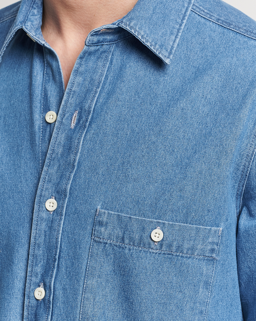 Uomini | Camicie | A Day's March | Mason Denim Shirt Light Blue