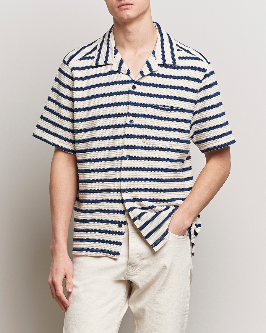 Uomini | Camicie | J.Lindeberg | Tiro Resort Stripe Shirt Estate Blue