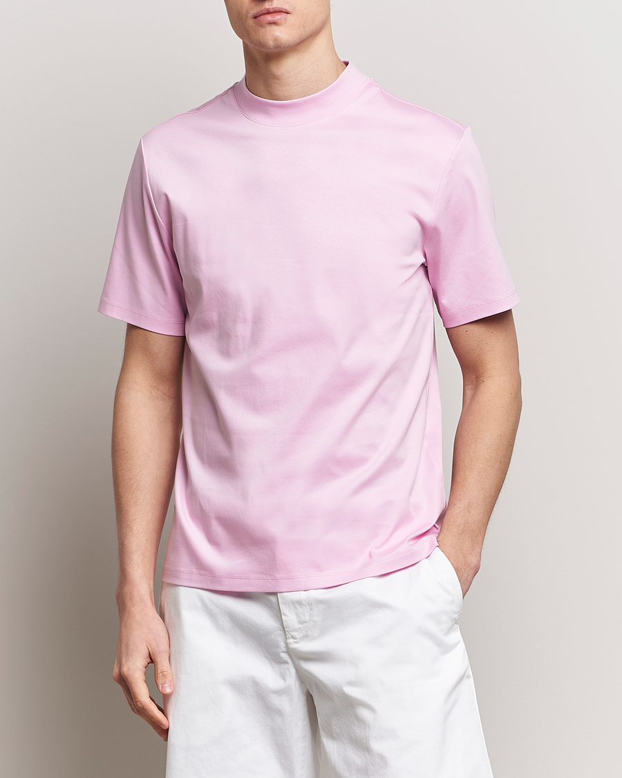 Uomini | Camicie a maniche corte | J.Lindeberg | Ace Mock Neck T-Shirt Pink Lavender