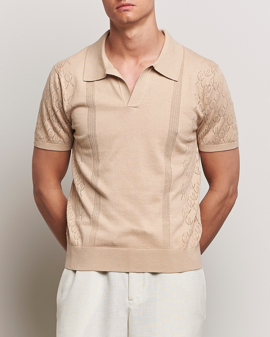 Uomini | Polo | J.Lindeberg | Ringo Open Collar Safari Beige