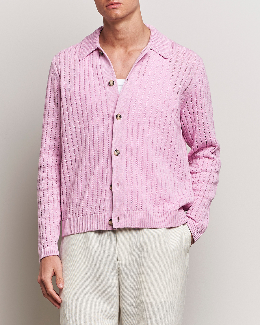 Uomini |  | J.Lindeberg | Edmondo Collar Cardigan Pink Lavender