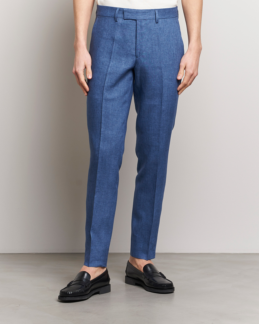 Uomini | Pantaloni di lino | J.Lindeberg | Grant Super Linen Pants Chambray Blue