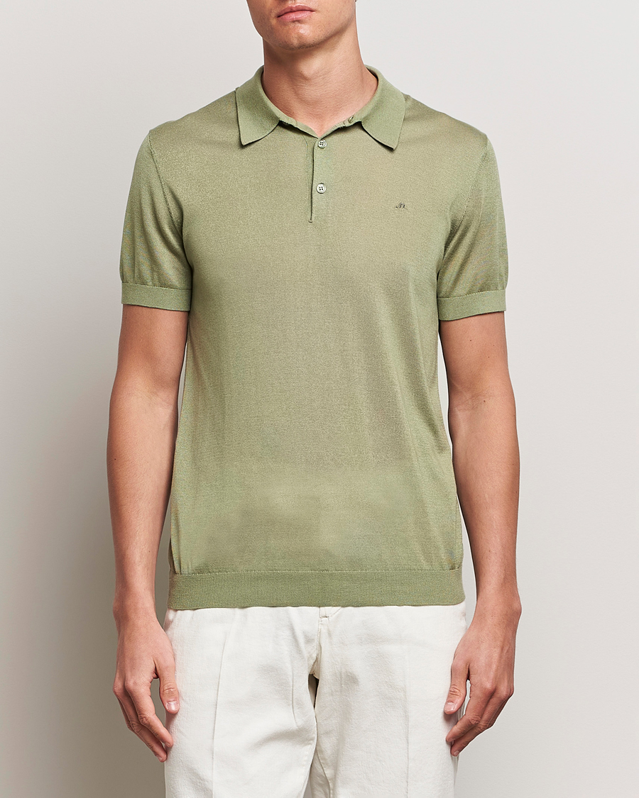 Uomini |  | J.Lindeberg | Ridge Lyocell Silk Polo Oil Green