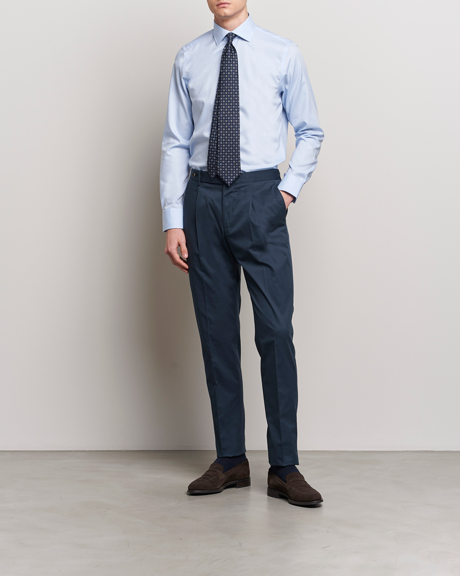 Uomini | Camicie business | Oscar Jacobson | Slim Fit Cut Away Non Iron Twill Light Blue