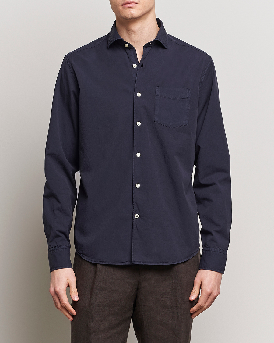 Uomini | Camicie | Oscar Jacobson | Reg Fit Wide Spread C GD Twill Night Blue