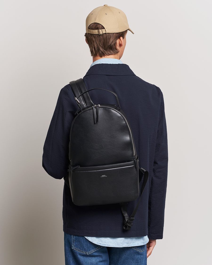 Uomini | Zaini | A.P.C. | Sac Leather Backpack Black