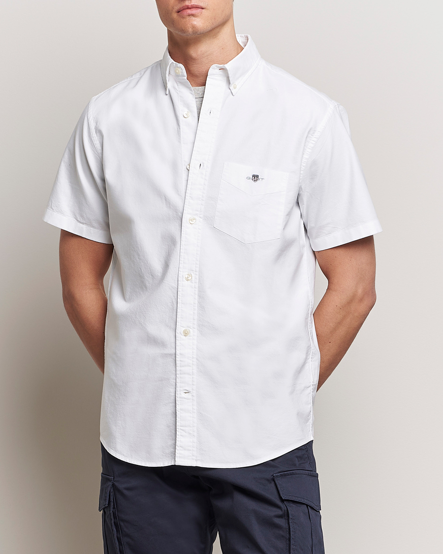 Uomini | Camicie | GANT | Regular Short Sleeve Oxford Shirt White