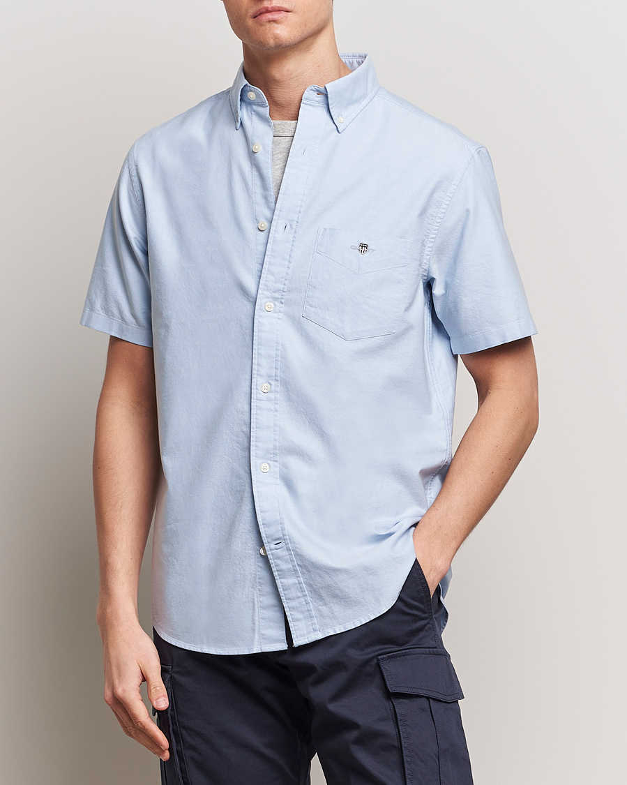 Uomini | Camicie a maniche corte | GANT | Regular Short Sleeve Oxford Shirt Light Blue