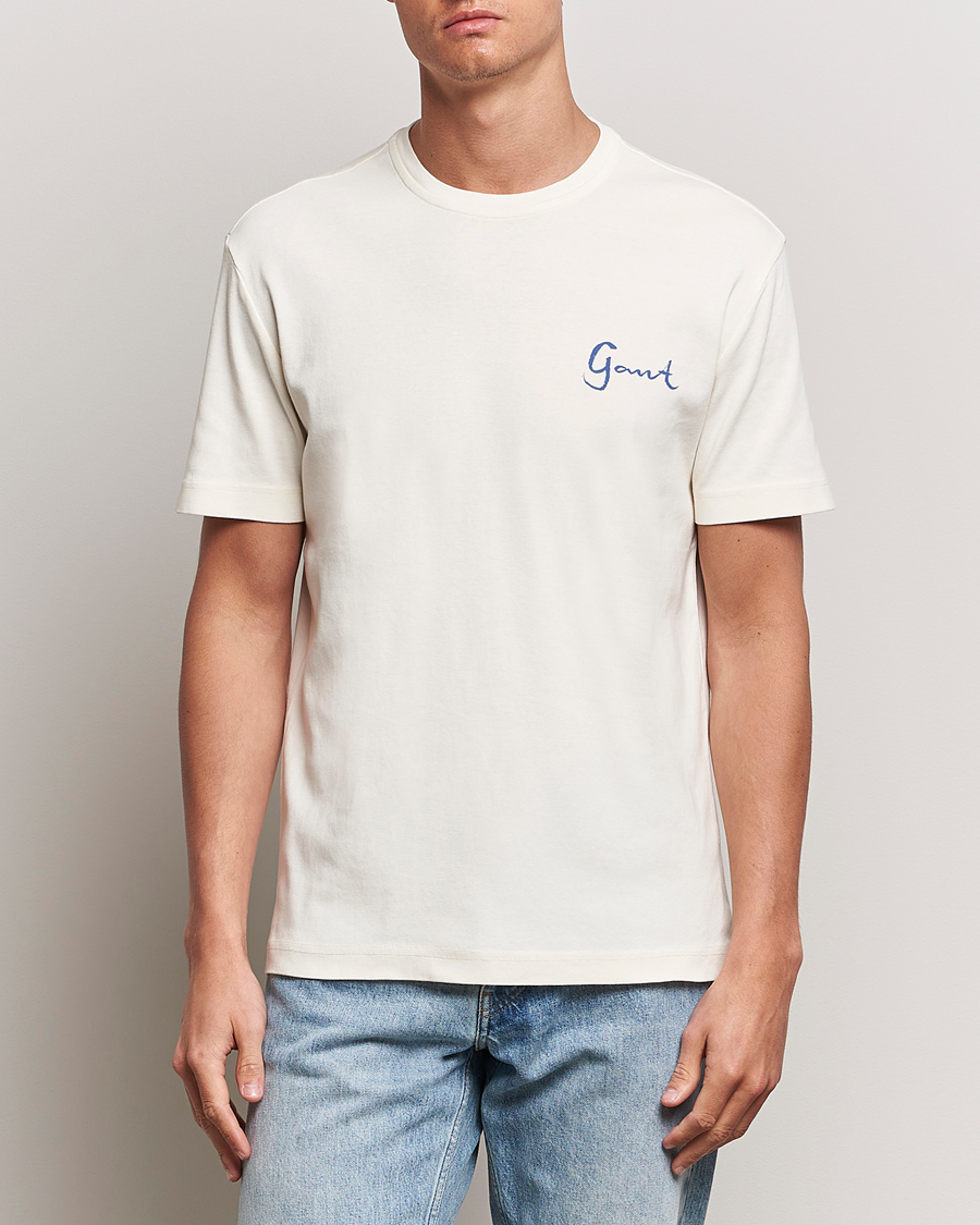 Uomini | Magliette bianche | GANT | Graphic Printed T-Shirt Cream