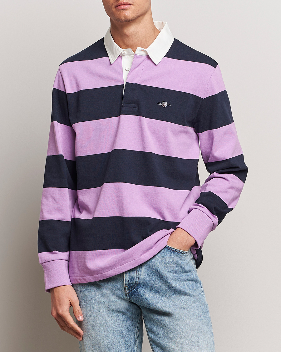 Uomini | Camicie da rugby | GANT | Reg Shield Striped Heavy Rugger Orchid Lilac